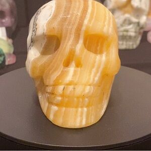 Yellow Banded Calcite skull
